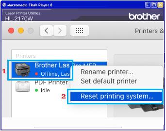 Brother printer issue on a Mac computer